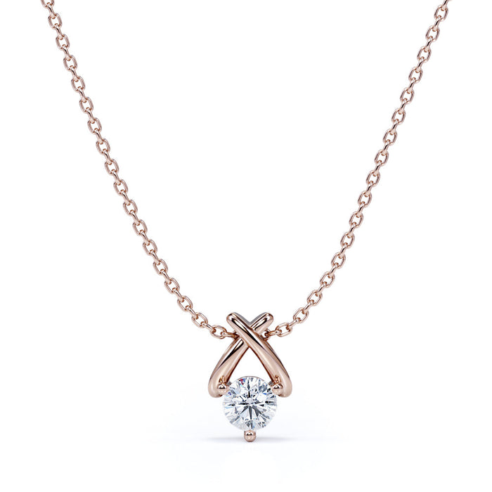 シルバー/K18WGP  1.0ct. ラウンドカット クロスデザイン モアサナイト 一粒 ペンダント・ネックレス