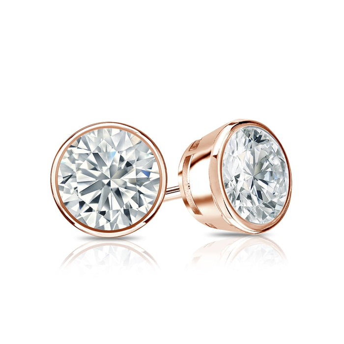 シルバー/K18WGP 1.0ct ラウンドカット モアサナイトフクリン留めピアス・イヤリング