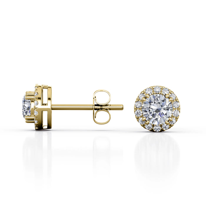 K10 ダイヤモンドピアス・イヤリング（片耳0.45ct／ラウンドカット ／ヘイロー）