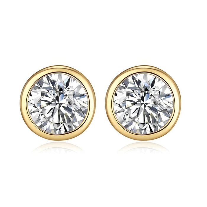 シルバー/K18WGP 1.0ct ラウンドカット モアサナイトフクリン留めピアス・イヤリング