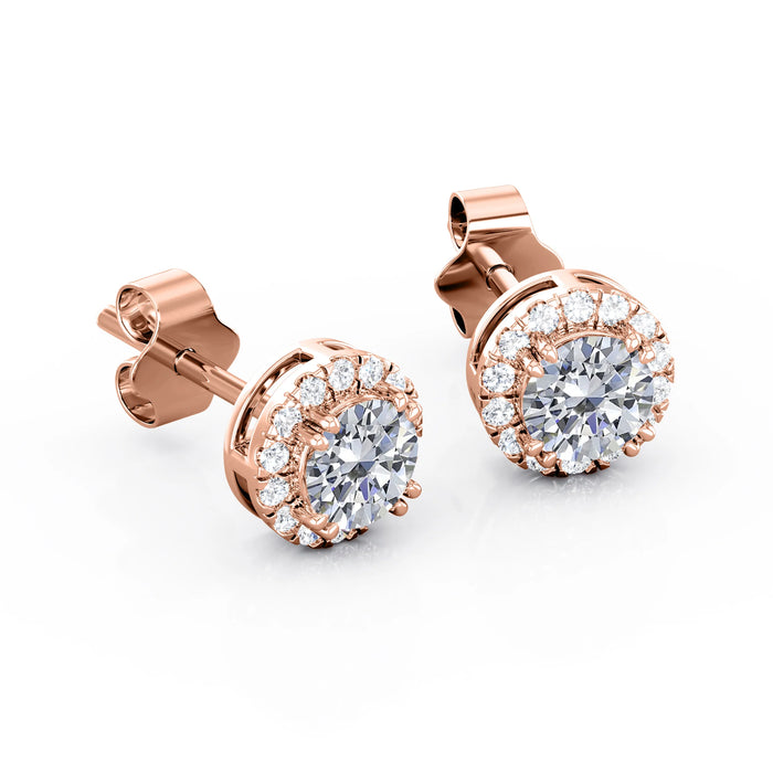 K10 モアサナイトとダイヤモンドピアス・イヤリング（片耳1.10ct／ラウンドカット ／ヘイロー）