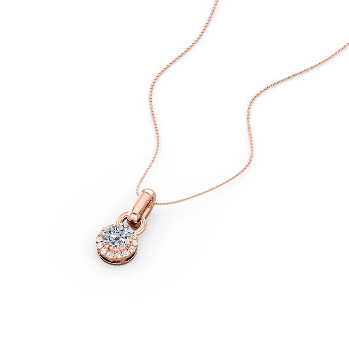 K10 ダイヤモンドヘイローペンダント・ネックレス（0.45ct／ラウンドカット ／ヘイロー）