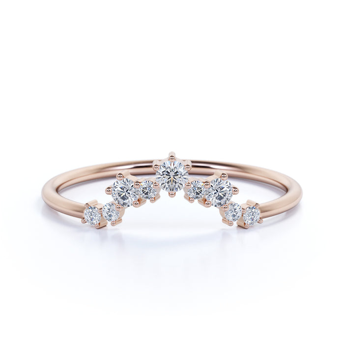 クラウンモチーフ K10 ダイヤモンドリング（0.15ct／繊細なプロング留め／重ね付けリング）