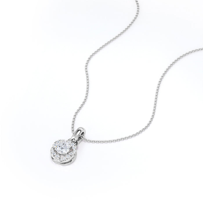 K10 モアサナイトとダイヤモンドペンダント・ネックレス（0.75ct／ラウンドカット／ダイヤツイストノット）