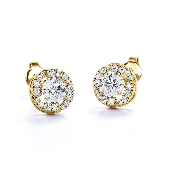 K10 モアサナイトとダイヤモンドピアス・イヤリング（片耳0.75ct／ラウンドカット／ダイヤツイストノット）