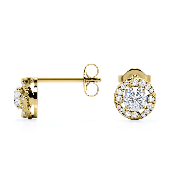 K10 モアサナイトとダイヤモンドピアス・イヤリング（片耳0.75ct／ラウンドカット／ダイヤツイストノット）