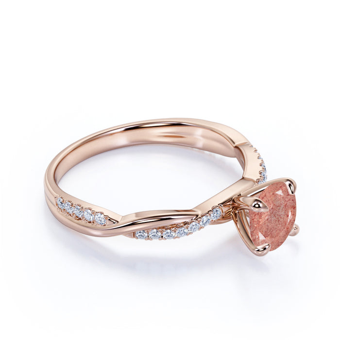 K10ピンクゴールド ストロベリークォーツ 天然ダイヤモンド （指輪）リング（合計0.86ct／インフィニティリング）
