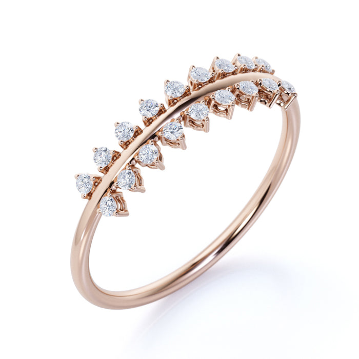 K10 ダイヤモンドリング（0.12ct／ローレルのクラウンモチーフ／重ね付けリング）