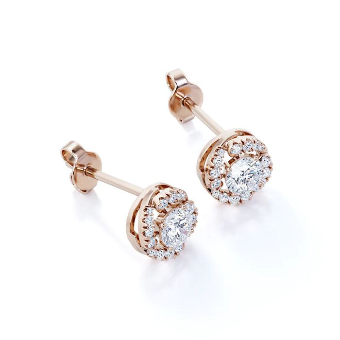 K10 モアサナイトとダイヤモンドピアス・イヤリング（片耳0.75ct／ラウンドカット／ダイヤツイストノット）