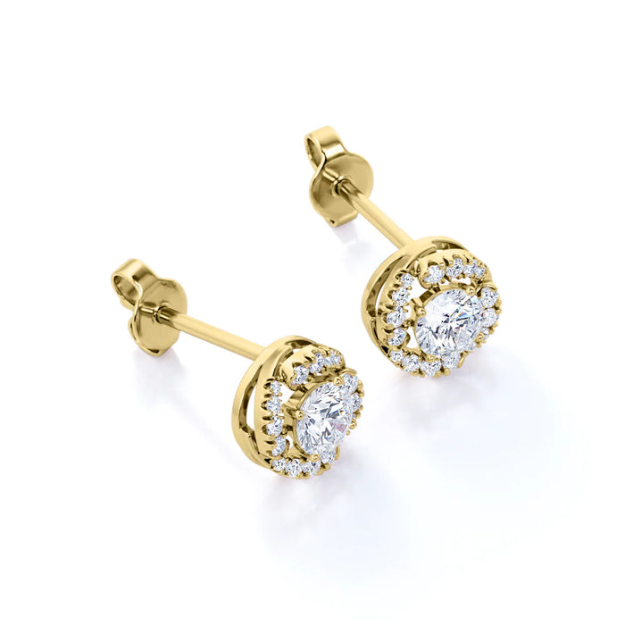 K10 モアサナイトとダイヤモンドピアス・イヤリング（片耳0.75ct／ラウンドカット／ダイヤツイストノット）