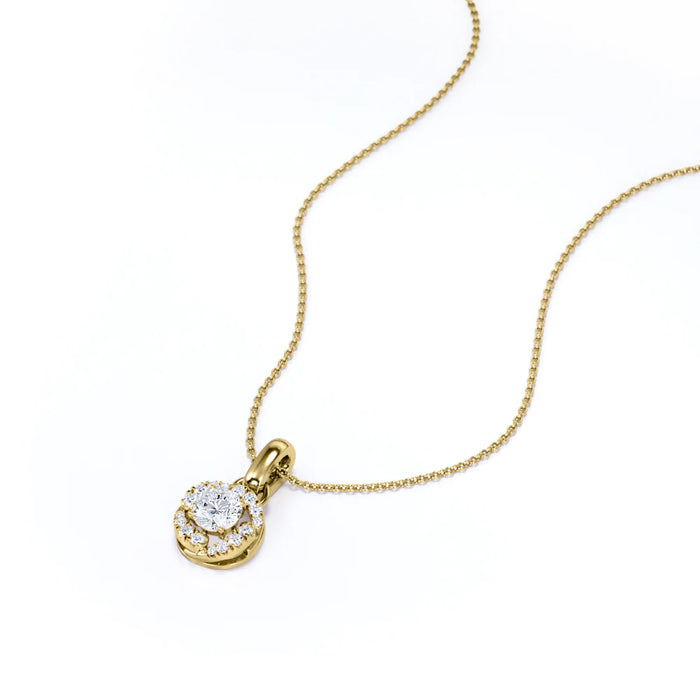 K10 ダイヤモンドペンダント・ネックレス（0.50ct／ラウンドカット／ダイヤツイストノット）